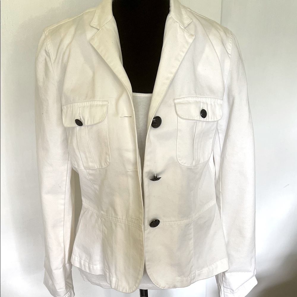 Lauren Jeans Company by Ralph Lauren 100% Cotton Fine Twill Jacket - White -Sz L